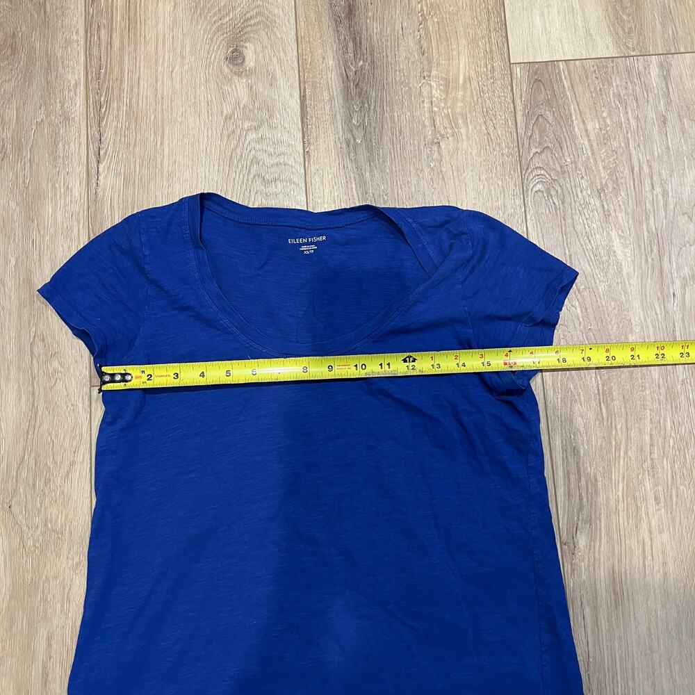 EILEEN FISHER Women's Scoop Neck Short Sleeves Top Size XS In Blue - Picture 4 of 7